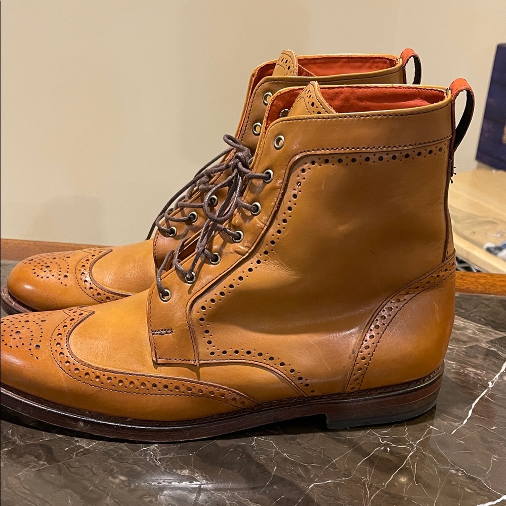 Allen Edmonds Dalton Brown Leather Brogue Boots - Picture 2 of 9